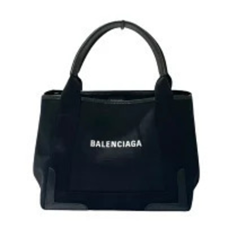 Balenciaga Navy Blue Cabas Black Canvas Handbag